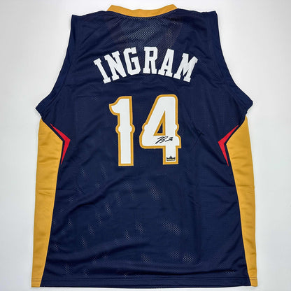 Facsimile Autographed Brandon Ingram New Orleans Blue Reprint Laser Auto Basketball Jersey Size Men's XL
