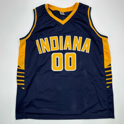 Facsimile Autographed Bennedict Mathurin Indiana Blue Reprint Laser Auto Basketball Jersey Size Men's XL