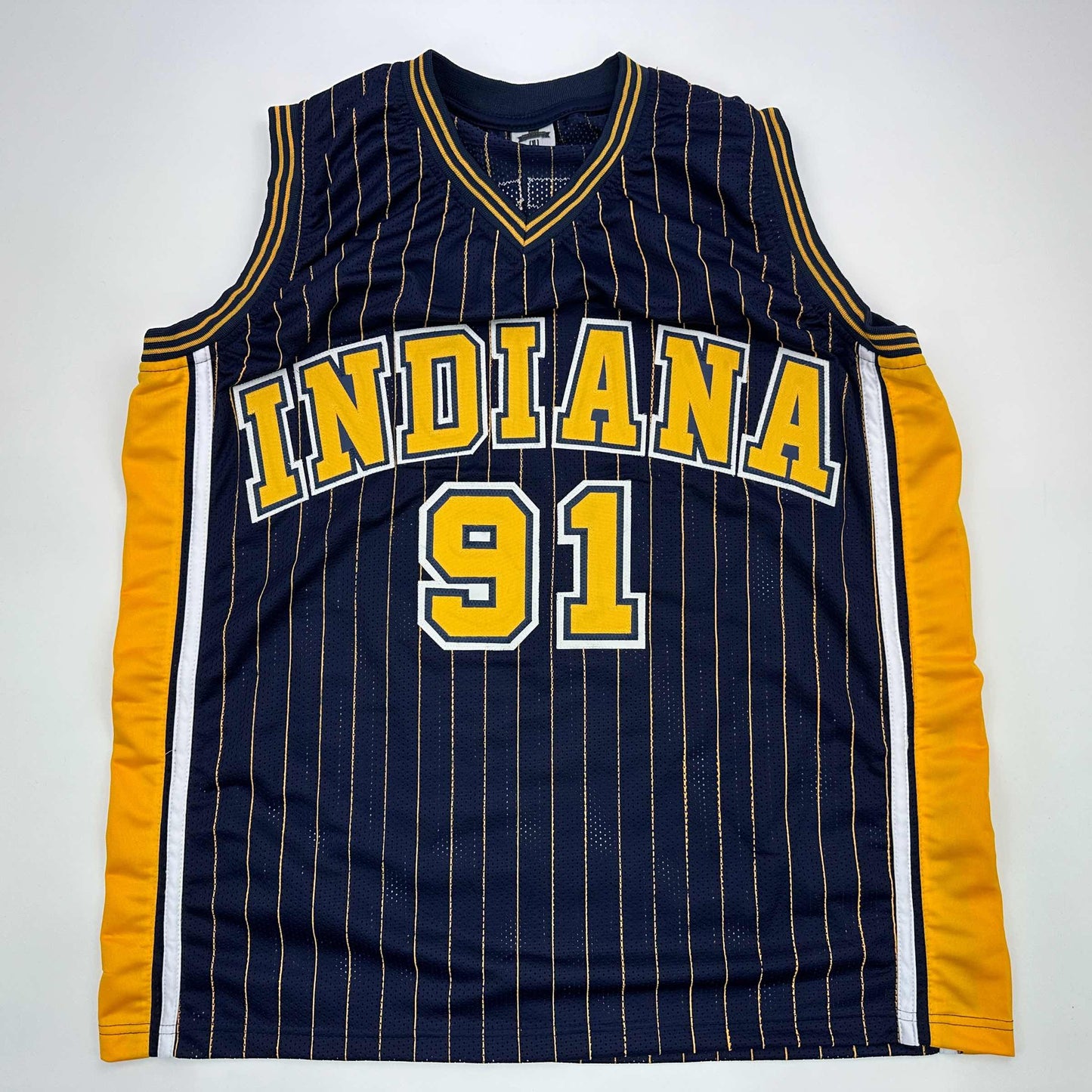 Facsimile Autographed Ron Artest Indiana Blue Pinstripe Reprint Laser Auto Basketball Jersey Size Men's XL