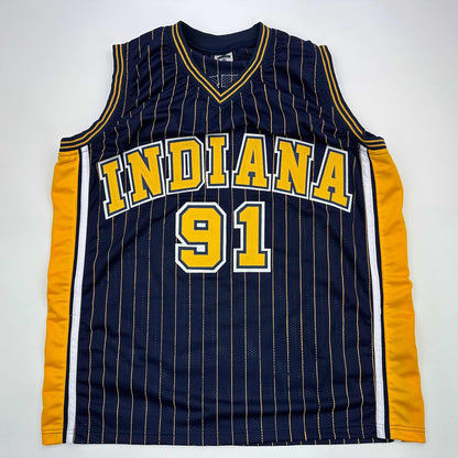 Facsimile Autographed Ron Artest Indiana Blue Pinstripe Reprint Laser Auto Basketball Jersey Size Men's XL