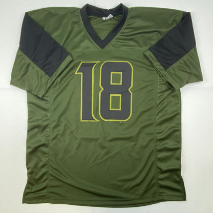 Autographed/Signed Justin Jefferson Green Salute To Service Football Jersey JSA COA