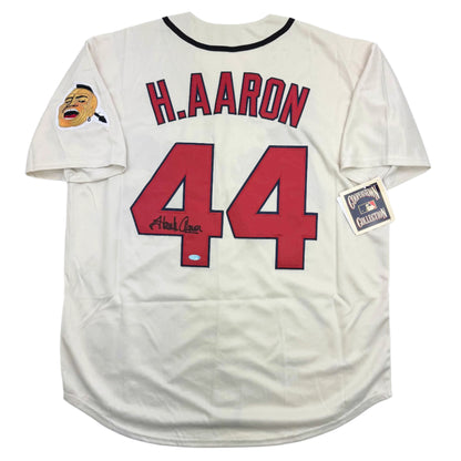 Autographed/Signed Hank Henry Aaron Atlanta Baseball Jersey Steiner COA
