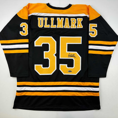 Facsimile Autographed Linus Ullmark Boston Black Reprint Laser Auto Hockey Jersey Size Men's XL