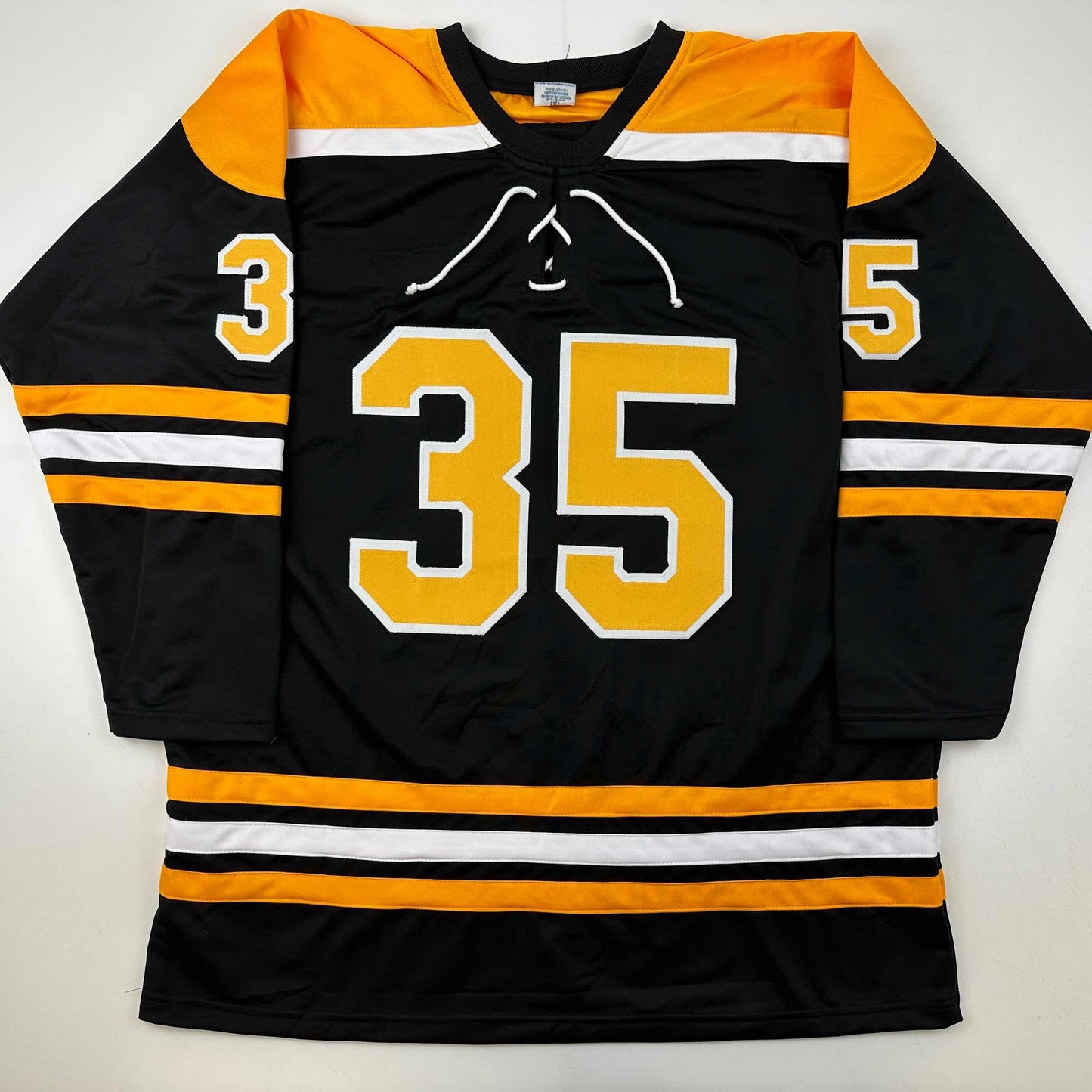 Facsimile Autographed Linus Ullmark Boston Black Reprint Laser Auto Hockey Jersey Size Men's XL