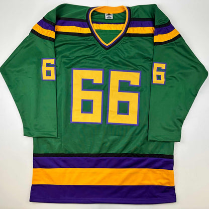 Facsimile Autographed Emilio Estevez Gordon Bombay Green Reprint Laser Auto Hockey Jersey Size Men's XL