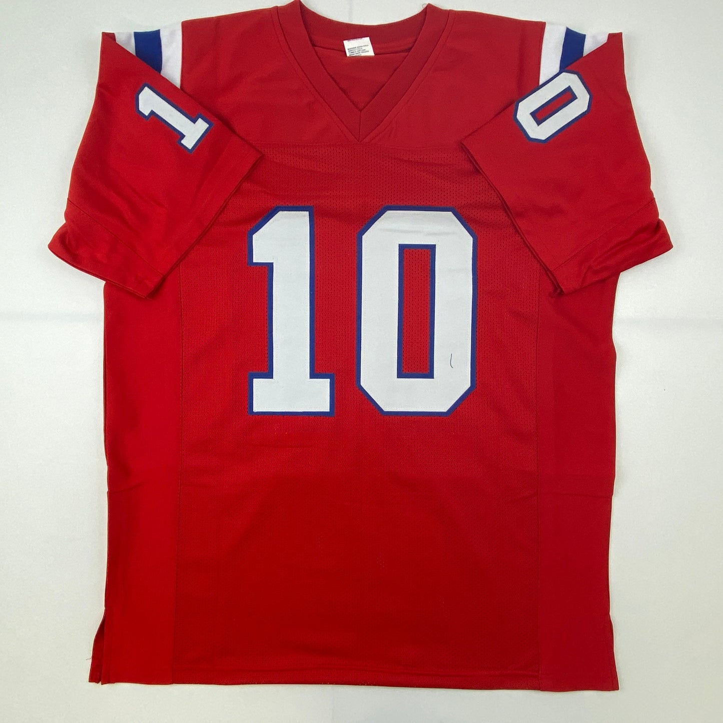 Autographed/Signed Mac Jones New England Red Football Jersey Beckett BAS COA