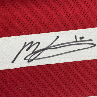 Autographed/Signed Mac Jones Alabama Red College Football Jersey Beckett BAS COA
