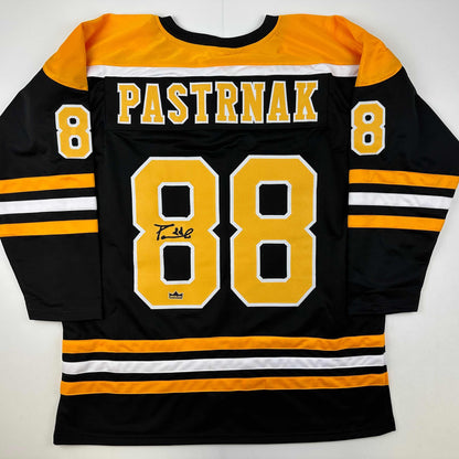 Facsimile Autographed David Pastrnak Boston Black Reprint Laser Auto Hockey Jersey Size Men's XL