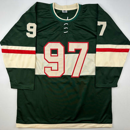 Facsimile Autographed Kirill Kaprizov Minnesota Green Reprint Laser Auto Hockey Jersey Size Men's XL