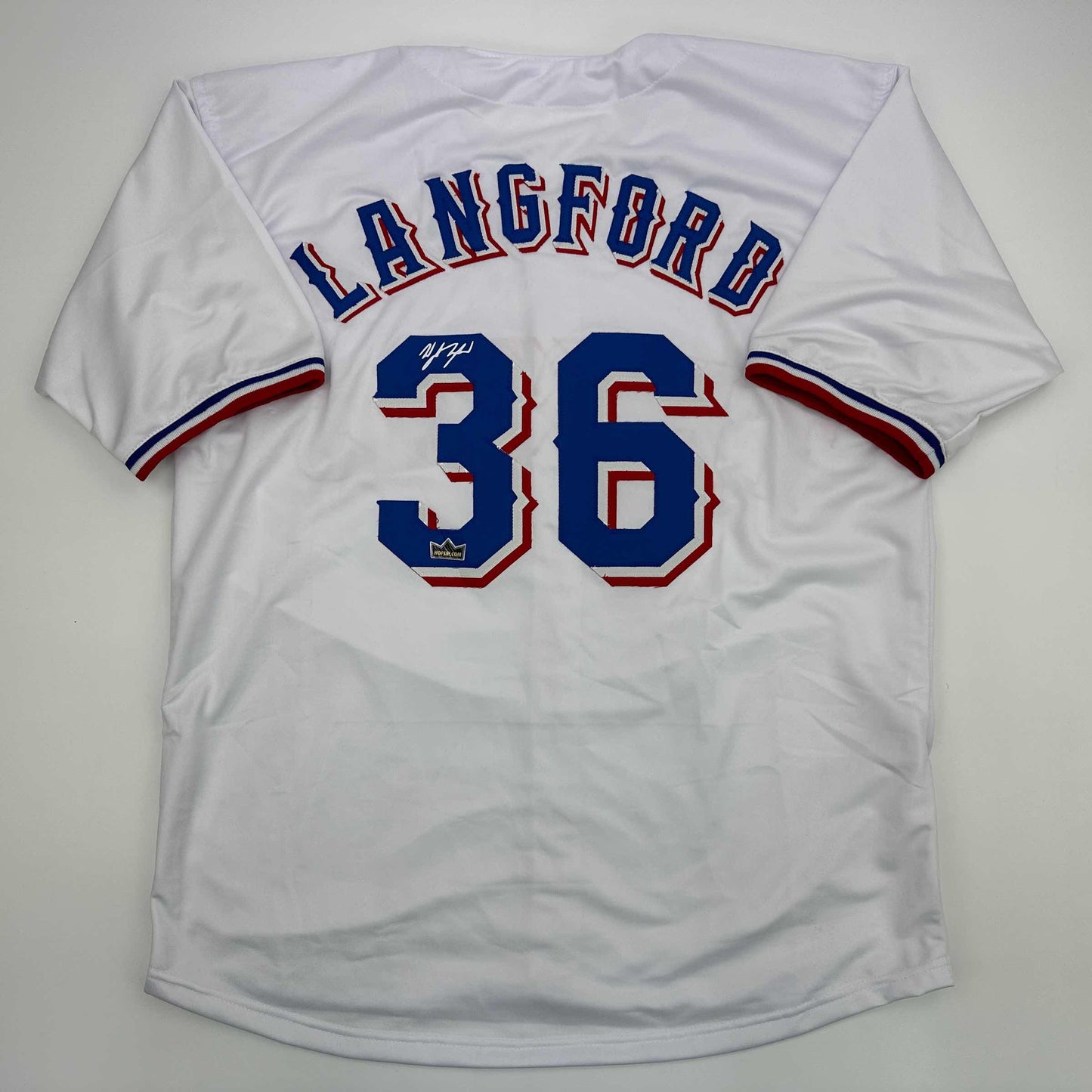 Facsimile Autographed Wyatt Langford Texas White Reprint Laser Auto Baseball Jersey Size Men's XL