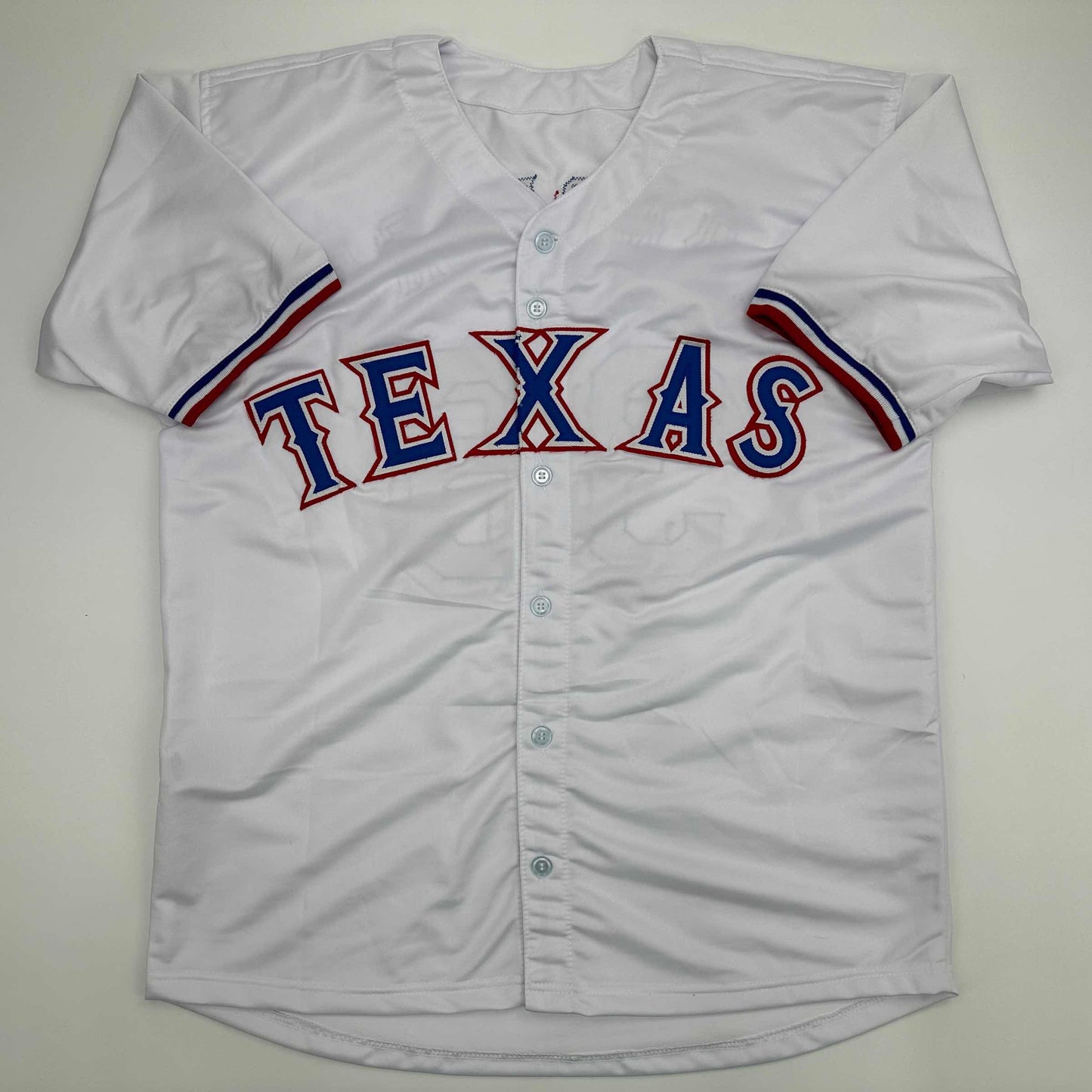 Facsimile Autographed Wyatt Langford Texas White Reprint Laser Auto Baseball Jersey Size Men's XL