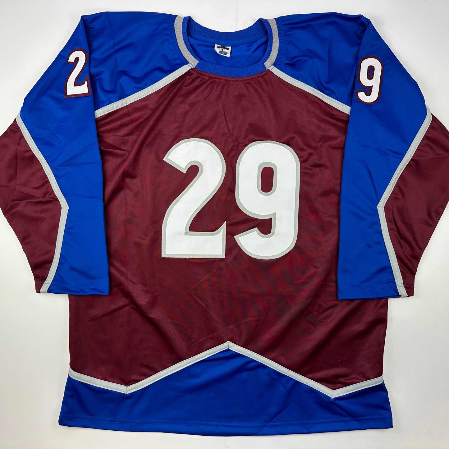 Facsimile Autographed Nathan MacKinnon Colorado Maroon Reprint Laser Auto Hockey Jersey Size Men's XL