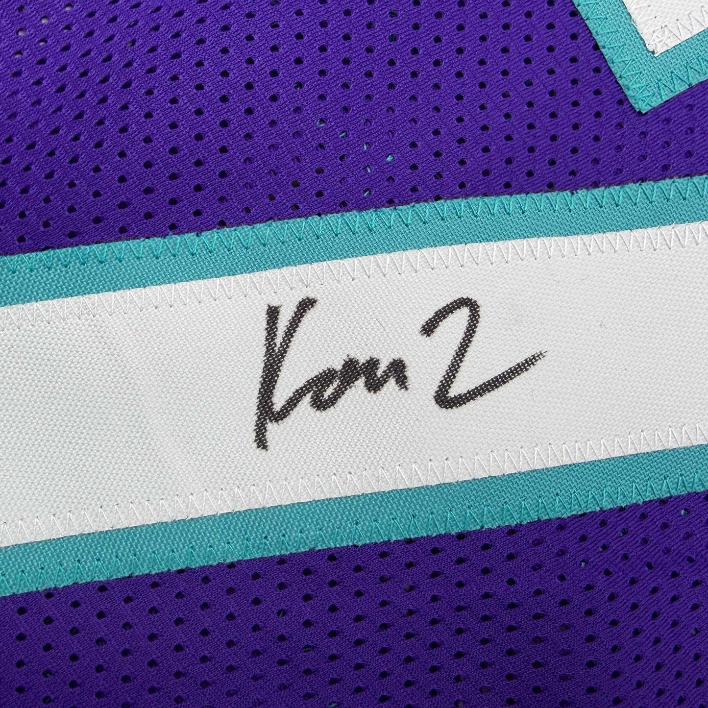 Autographed/Signed Kon Knueppel Charlotte Purple Basketball Jersey JSA COA