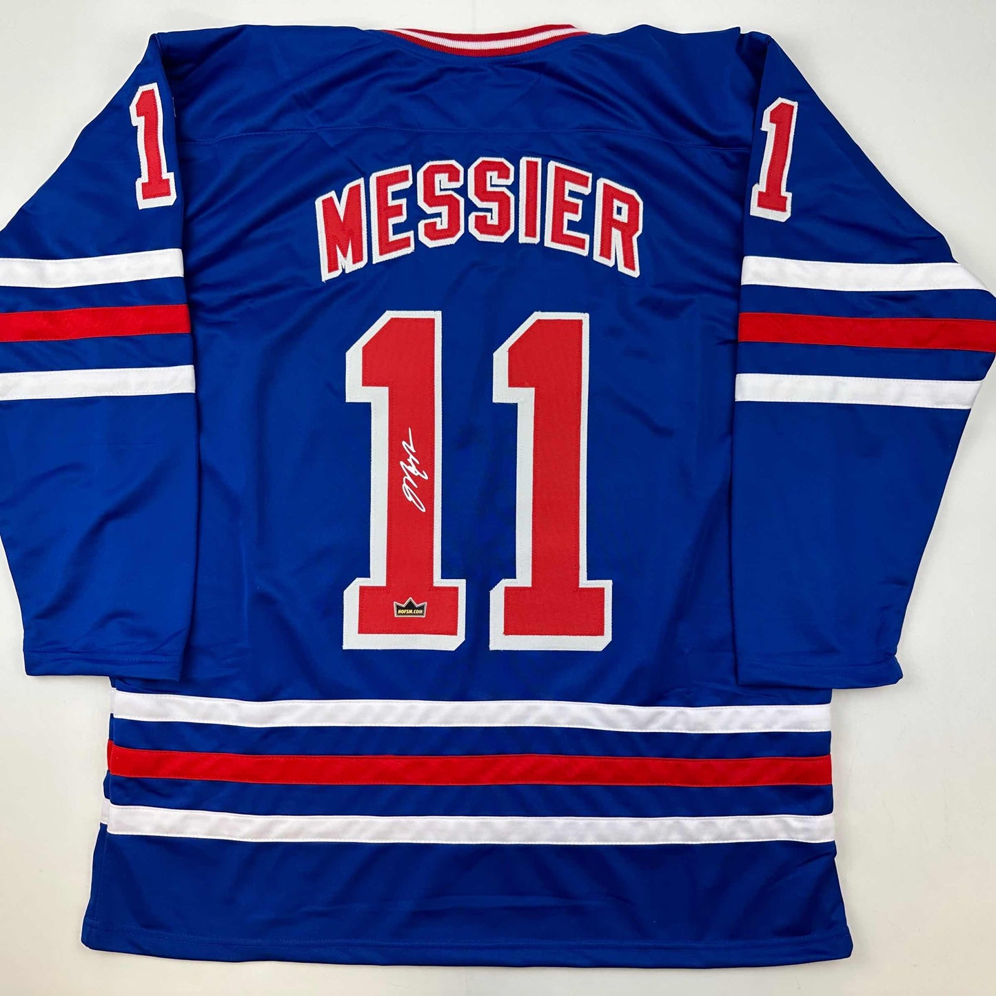 Facsimile Autographed Mark Messier New York Blue Reprint Laser Auto Hockey Jersey Size Men's XL