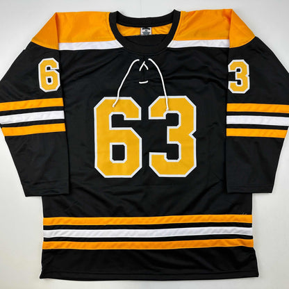 Facsimile Autographed Brad Marchand Boston Black Reprint Laser Auto Hockey Jersey Size Men's XL