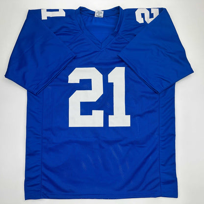 Facsimile Autographed Tiki Barber New York Blue Reprint Laser Auto Football Jersey Size Men's XL