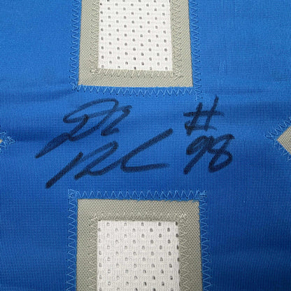 Autographed/Signed D.J. DJ Reader Detroit White Football Jersey Beckett BAS COA