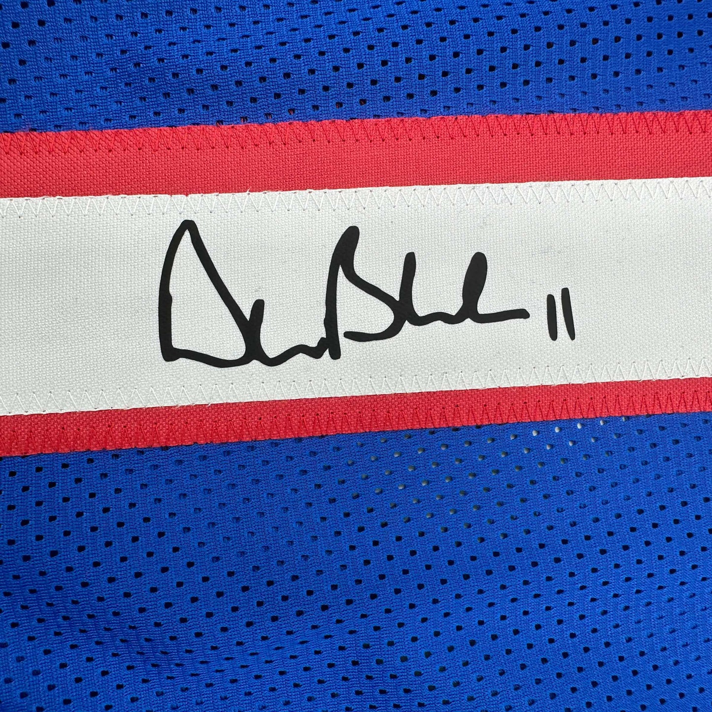 Framed Facsimile Autographed Drew Bledsoe 35x39 New England Blue Reprint Laser Auto Football Jersey