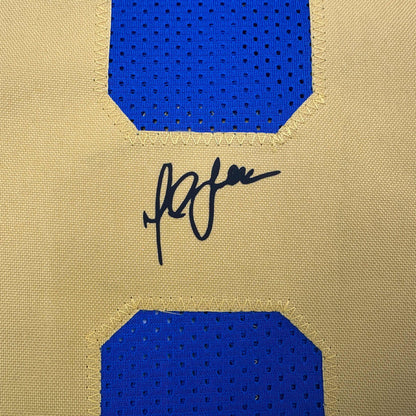 Framed Facsimile Autographed Marshall Faulk 35x39 St. Louis Royal Blue Retro Reprint Laser Auto Football Jersey