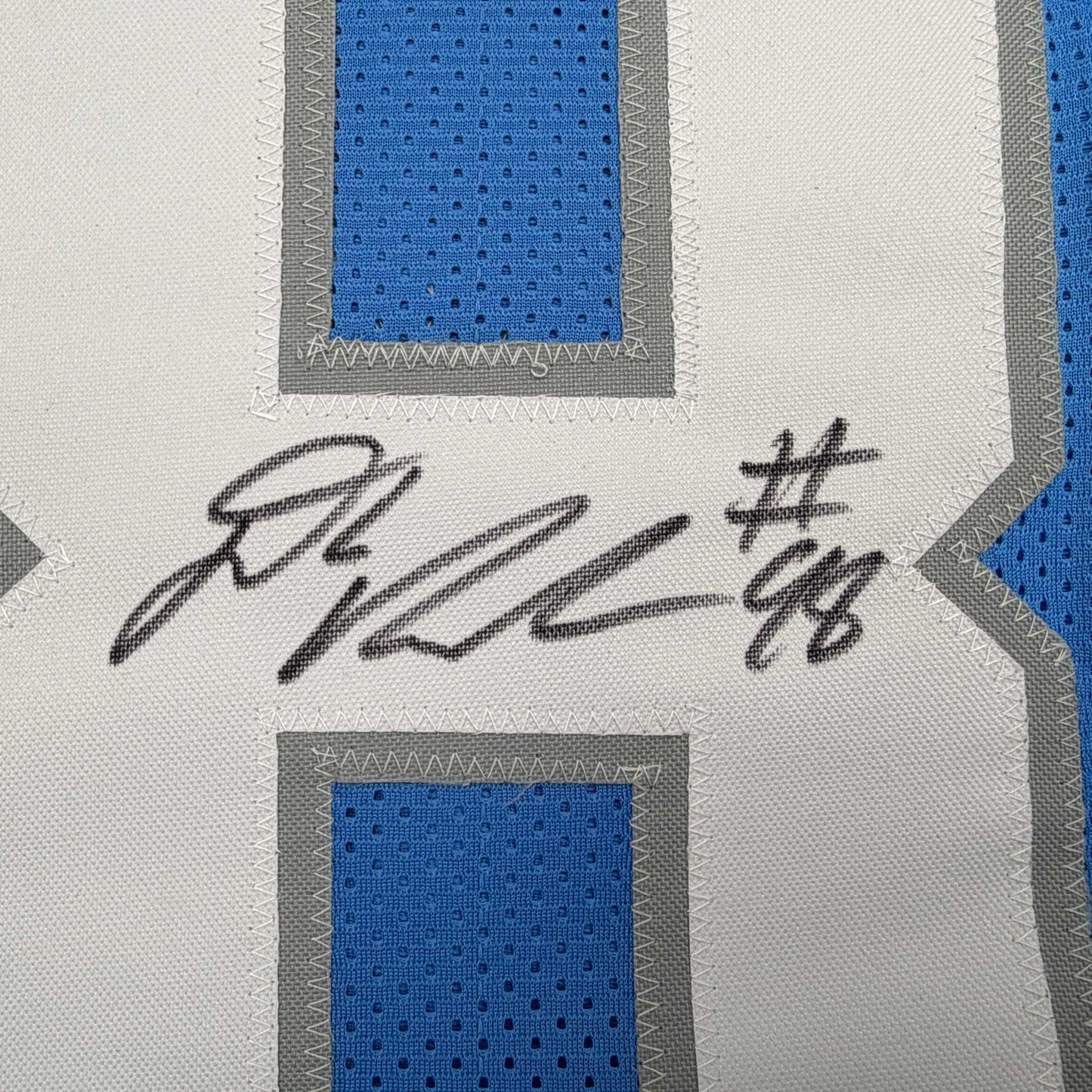 Autographed/Signed D.J. DJ Reader Detroit Blue Football Jersey Beckett BAS COA