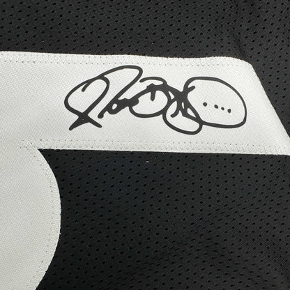 Facsimile Autographed Jerome Bettis Pittsburgh Black Reprint Laser Auto Football Jersey Size Men's XL