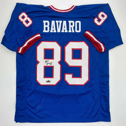 Facsimile Autographed Mark Bavaro New York Blue Reprint Laser Auto Football Jersey Size Men's XL