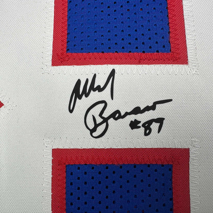 Framed Facsimile Autographed Mark Bavaro 35x39 New York Blue Reprint Laser Auto Football Jersey