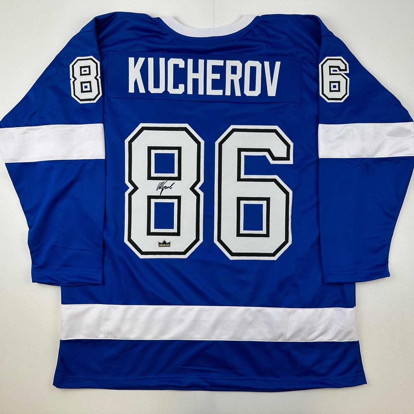 Facsimile Autographed Nikita Kucherov Tampa Bay Blue Reprint Laser Auto Hockey Jersey Size Men's XL