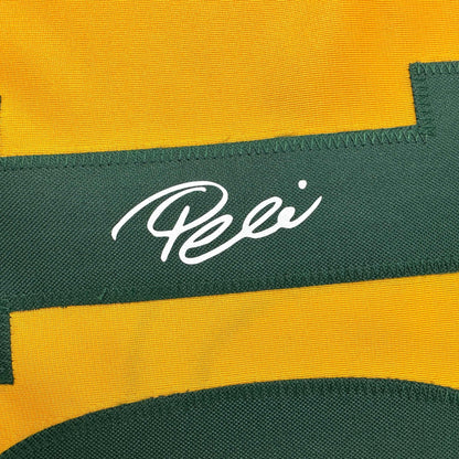 Facsimile Autographed Pele Brazil Yellow World Cup Reprint Laser Auto Soccer Jersey Size Men's XL