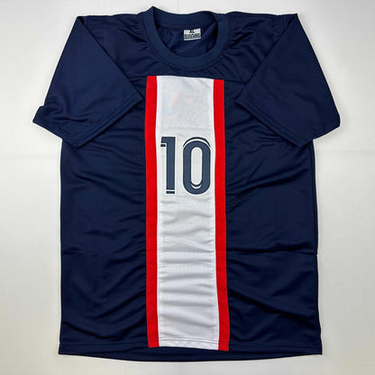Facsimile Autographed Neymar Jr. PSG Blue Reprint Laser Auto Soccer Jersey Size Men's XL