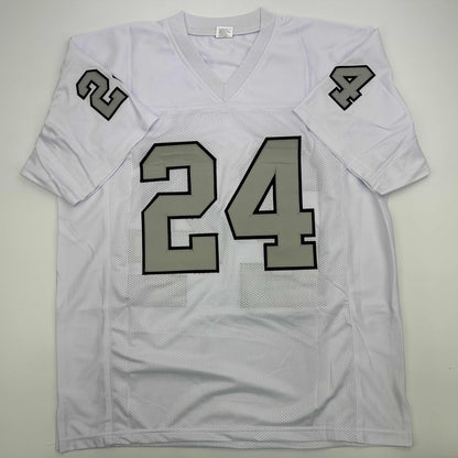 Facsimile Autographed Marshawn Lynch Oakland Las Vegas Color Rush Reprint Laser Auto Football Jersey Size Men's XL