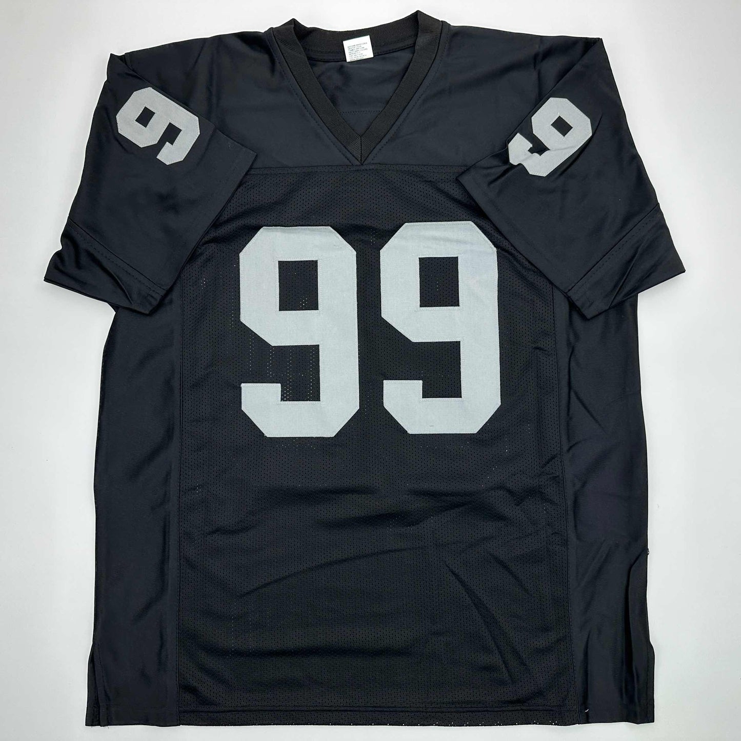 Facsimile Autographed Warren Sapp Oakland Las Vegas Black Reprint Laser Auto Football Jersey Size Men's XL