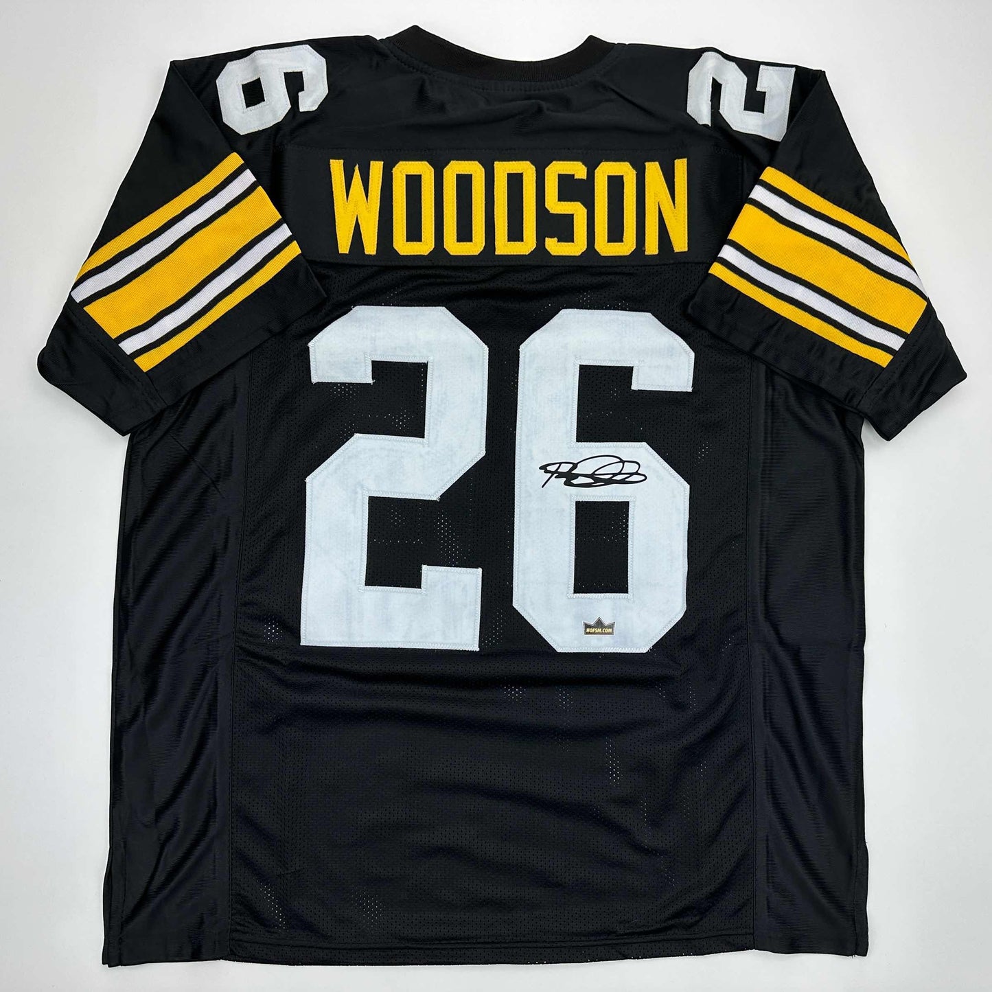 Facsimile Autographed Rod Woodson Pittsburgh Black Reprint Laser Auto Football Jersey Size Men's XL