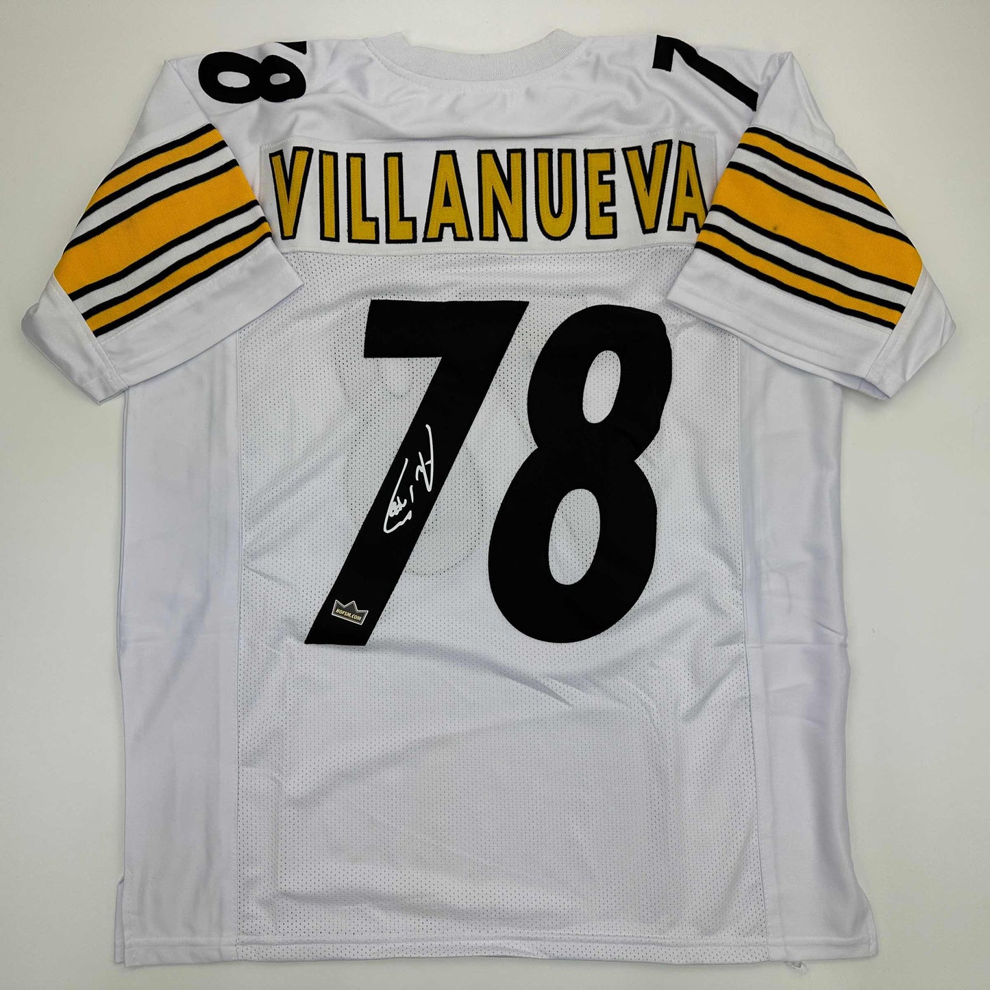 Facsimile Autographed Alejandro Villanueva Pittsburgh White Reprint Laser Auto Football Jersey Size Men's XL