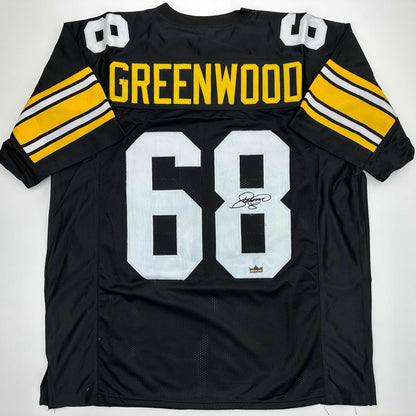 Facsimile Autographed L.C. LC Greenwood Pittsburgh Black Reprint Laser Auto Football Jersey Size Men's XL