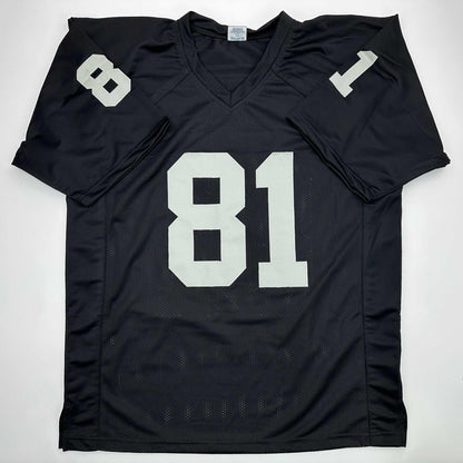 Facsimile Autographed Tim Brown Oakland Las Vegas Black Reprint Laser Auto Football Jersey Size Men's XL