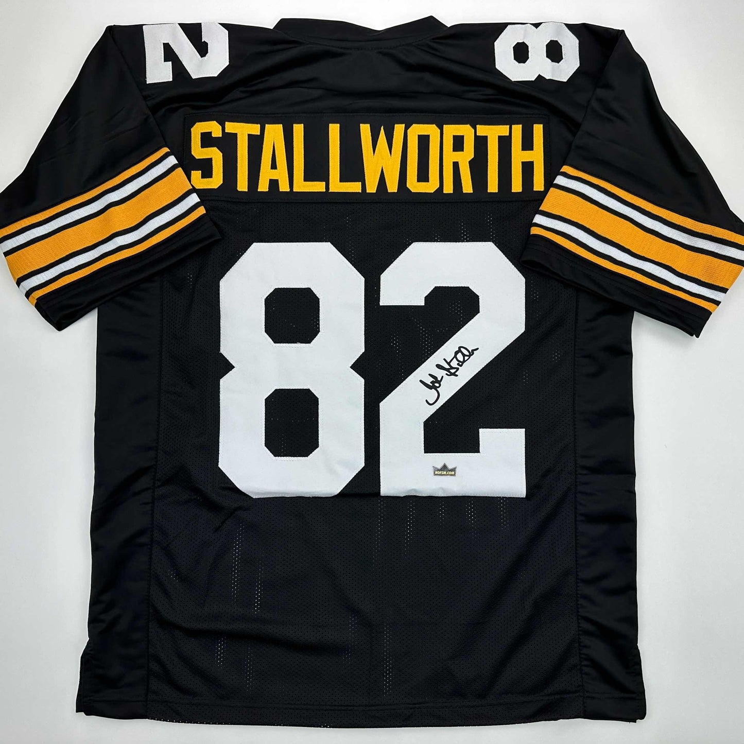 Facsimile Autographed John Stallworth Pittsburgh Black Reprint Laser Auto Football Jersey Size Men's XL