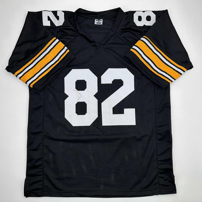Facsimile Autographed John Stallworth Pittsburgh Black Reprint Laser Auto Football Jersey Size Men's XL