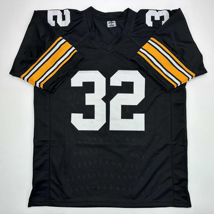 Facsimile Autographed Franco Harris Pittsburgh Black Reprint Laser Auto Football Jersey Size Men's XL