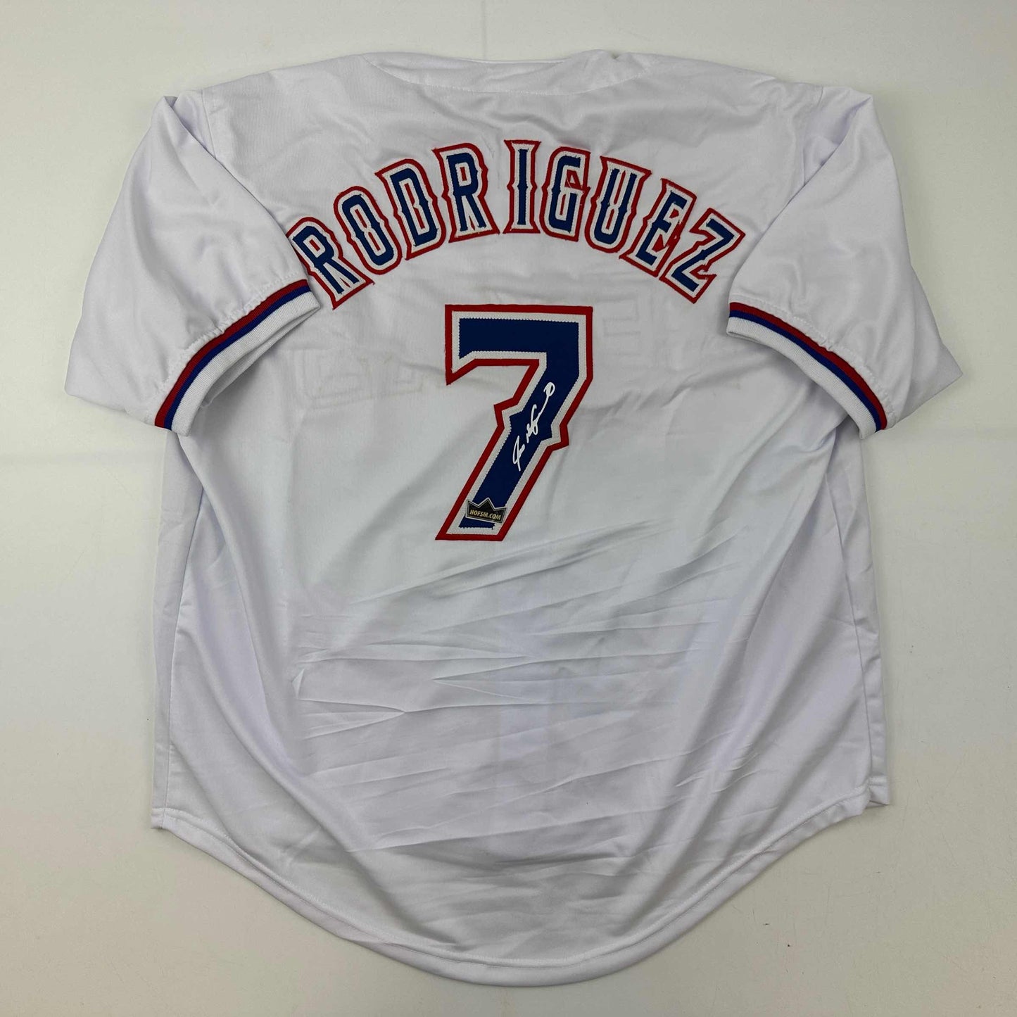 Facsimile Autographed Ivan Rodriguez Pudge Texas White Reprint Laser Auto Baseball Jersey Size Men's XL