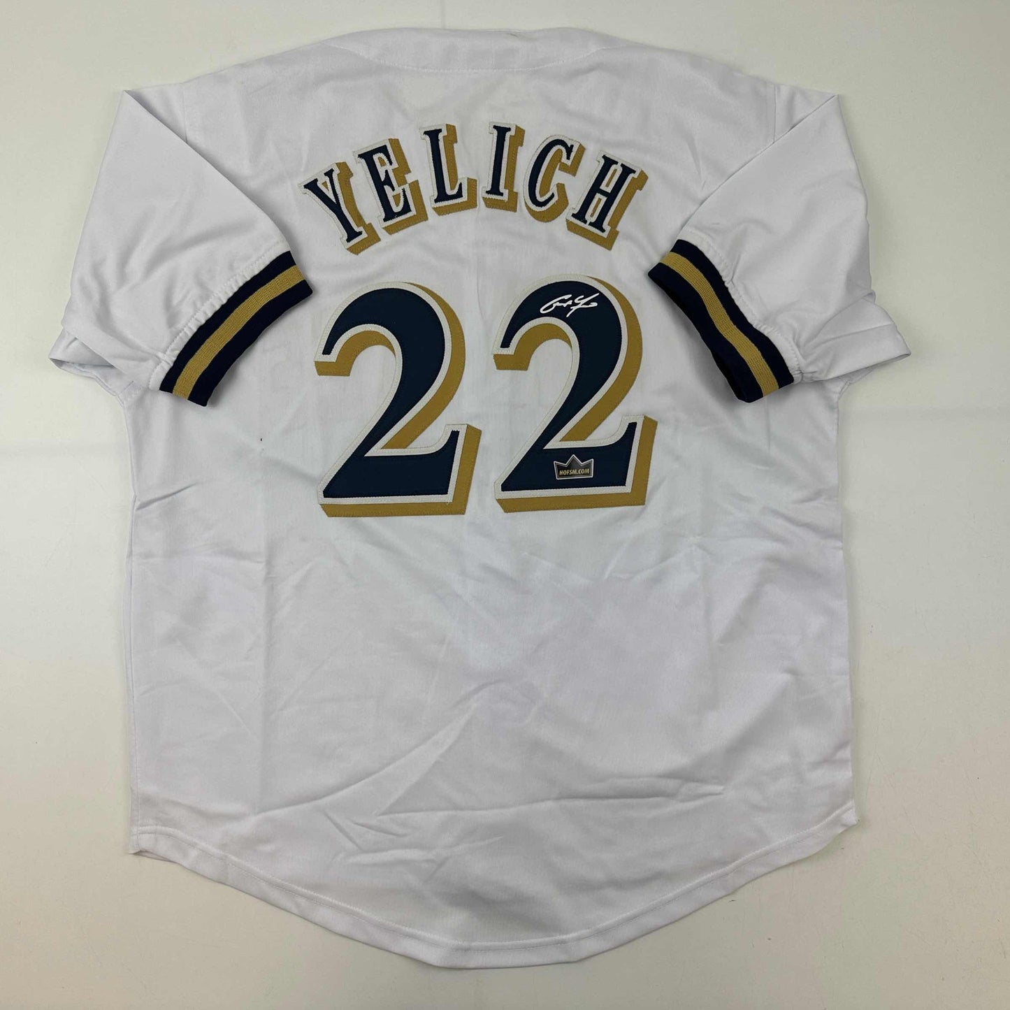 Facsimile Autographed Christian Yelich Milwaukee White Reprint Laser Auto Baseball Jersey Size Men's XL