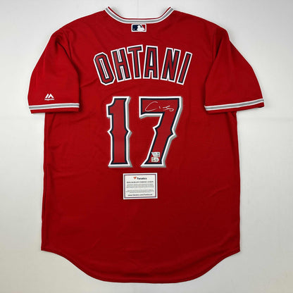 Autographed/Signed Shohei Ohtani Los Angeles Angels of Anaheim Red Majestic Authentic Baseball Jersey Fanatics COA