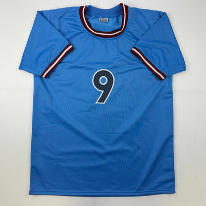 Facsimile Autographed Erling Haaland Manchester City Blue Reprint Laser Auto Soccer Jersey Size Men's XL