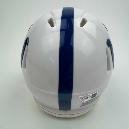 Autographed/Signed Peyton Manning "5x NFL MVP" Indianapolis Colts Mini Football Helmet Fanatics COA
