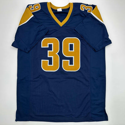 Facsimile Autographed Steven Jackson St. Louis Navy Blue Reprint Laser Auto Football Jersey Size Men's XL
