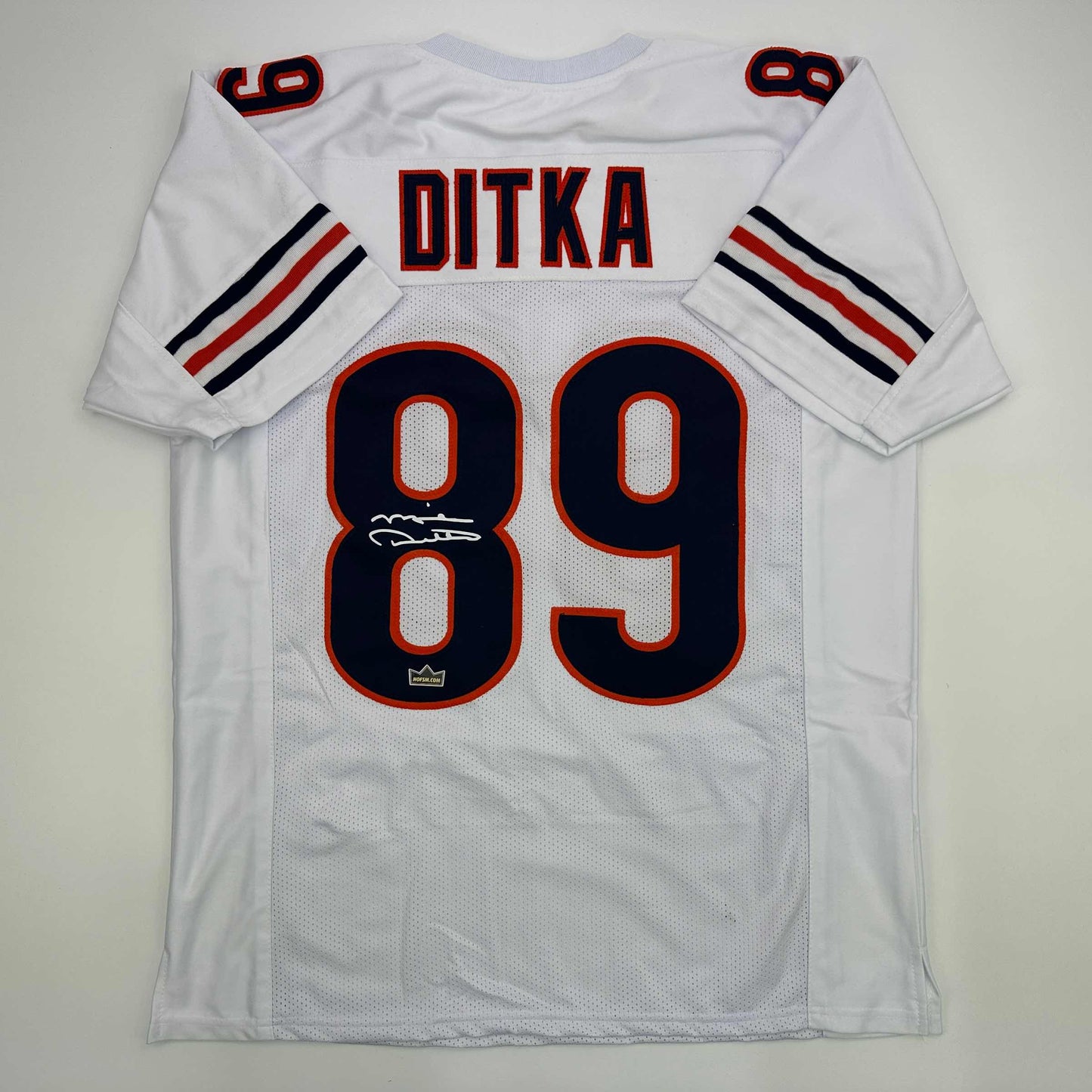 Facsimile Autographed Mike Ditka Chicago White Reprint Laser Auto Football Jersey Size Men's XL