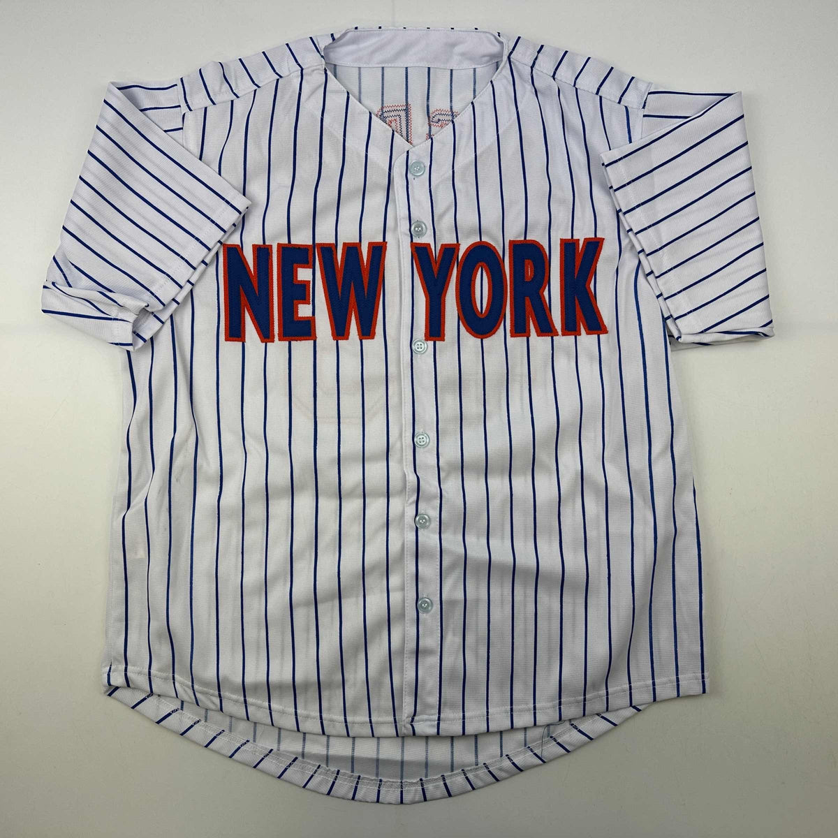 Facsimile Autographed Jacob DeGrom New York Pinstripe Reprint Laser Auto Baseball Jersey Size Men's XL