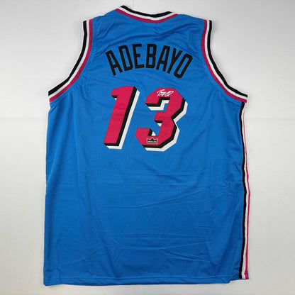 Facsimile Autographed Bam Adebayo Miami Blue Vice City Reprint Laser Auto Basketball Jersey Size Men's XL