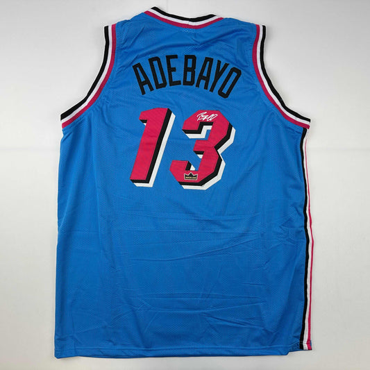 Facsimile Autographed Bam Adebayo Miami Blue Vice City Reprint Laser Auto Basketball Jersey Size Men's XL