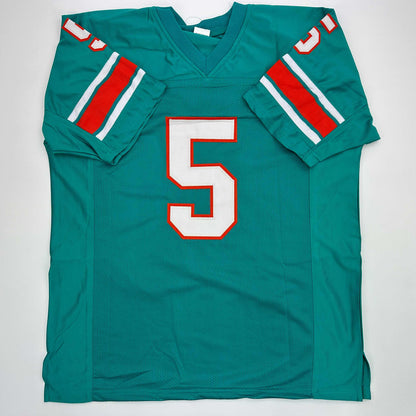 Facsimile Autographed Sean Young Ray Finkle Ace Ventura Miami Teal Reprint Laser Auto Football Jersey Size Men's XL